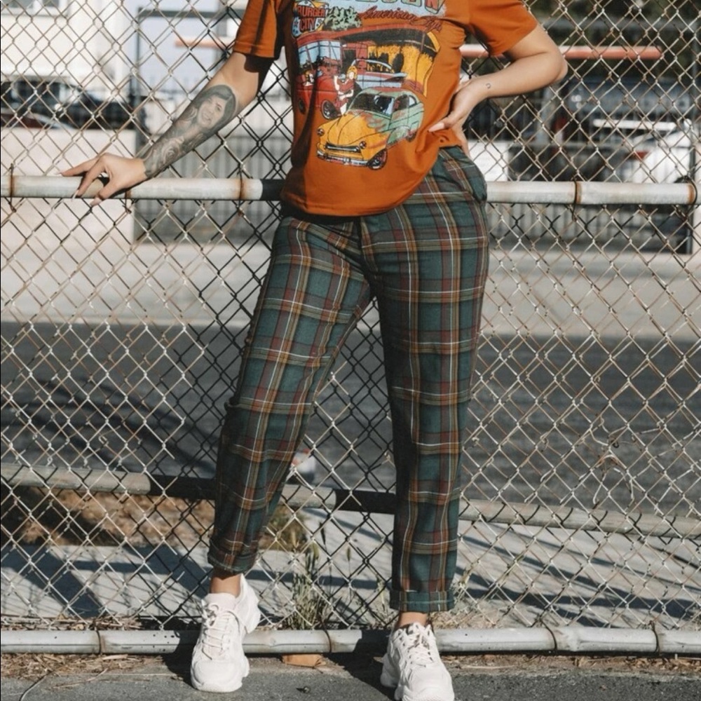 Green Plaid Pants